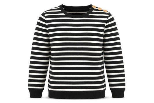 A.P.C. Men's Black Striped Crew Neck Cotton Sweatshirt S