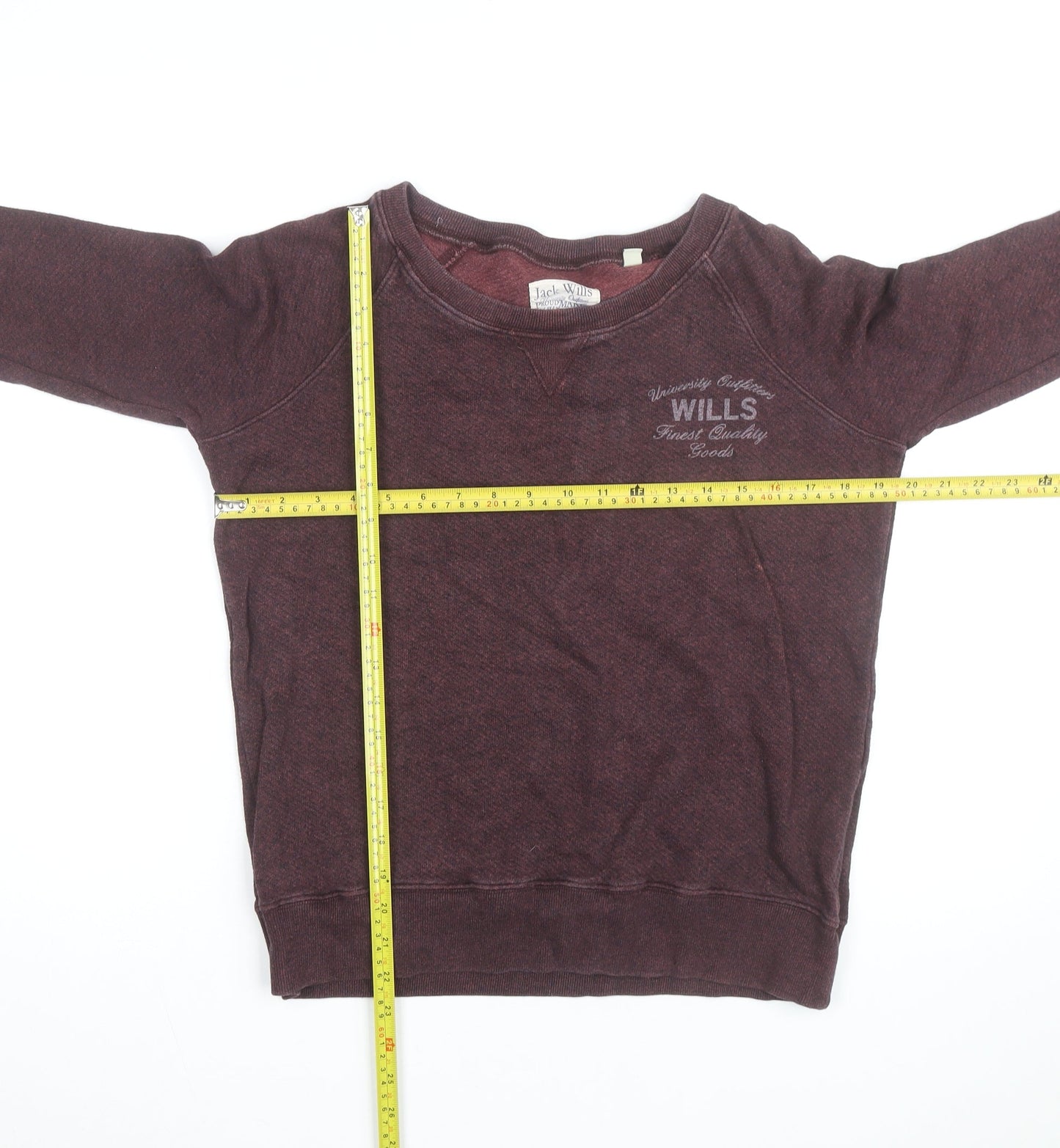 Jack Wills Womens Burgundy Crew Neck Sweatshirt UK 10 Cotton Blend