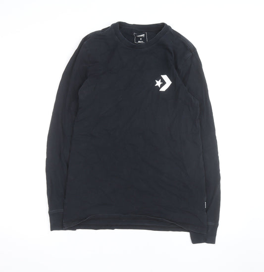 Converse Men's Black Classic Fit Long Sleeve Graphic Top Size S