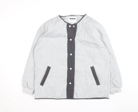 Noisy May Unisex Grey Quilted Mid-Length Lightweight Jacket M