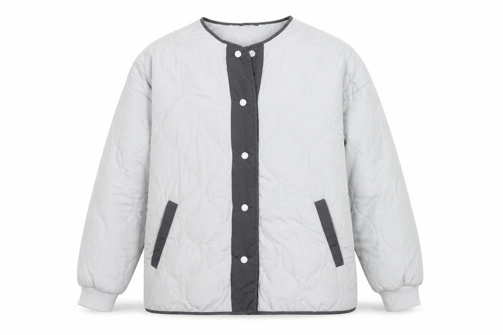 Noisy May Unisex Grey Quilted Mid-Length Lightweight Jacket M