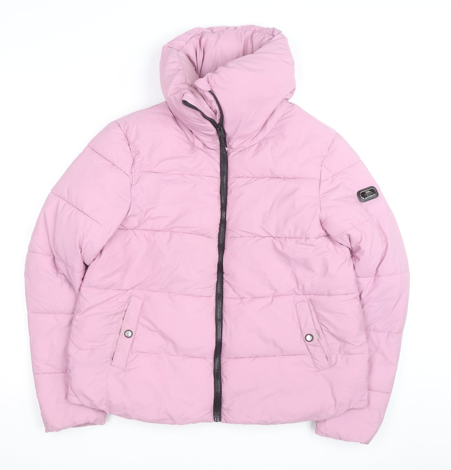 Trespass Women's Pink Puffer Jacket Size 12 Hooded Water Resistant