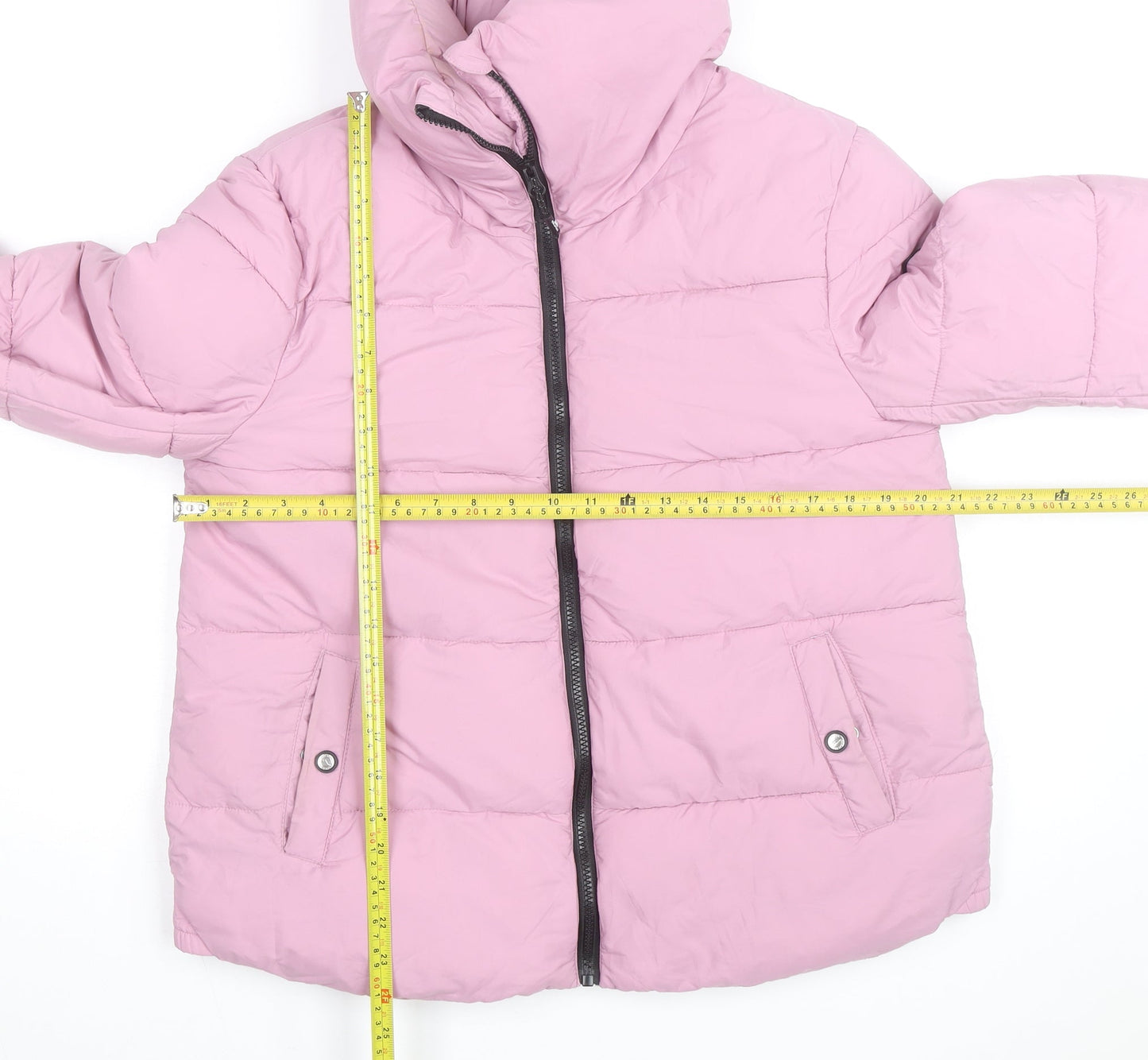 Trespass Women's Pink Puffer Jacket Size 12 Hooded Water Resistant