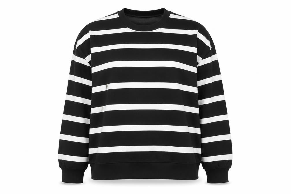 Marks & Spencer Women Black White Stripe Pullover Sweatshirt XL