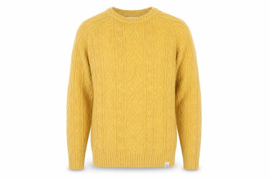 Norse Projects Men's Yellow Cable-Knit Wool Jumper XS