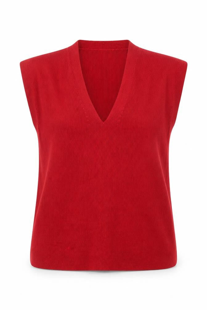 Viyella Women's Red Sleeveless Knit V-Neck Tank Top XL