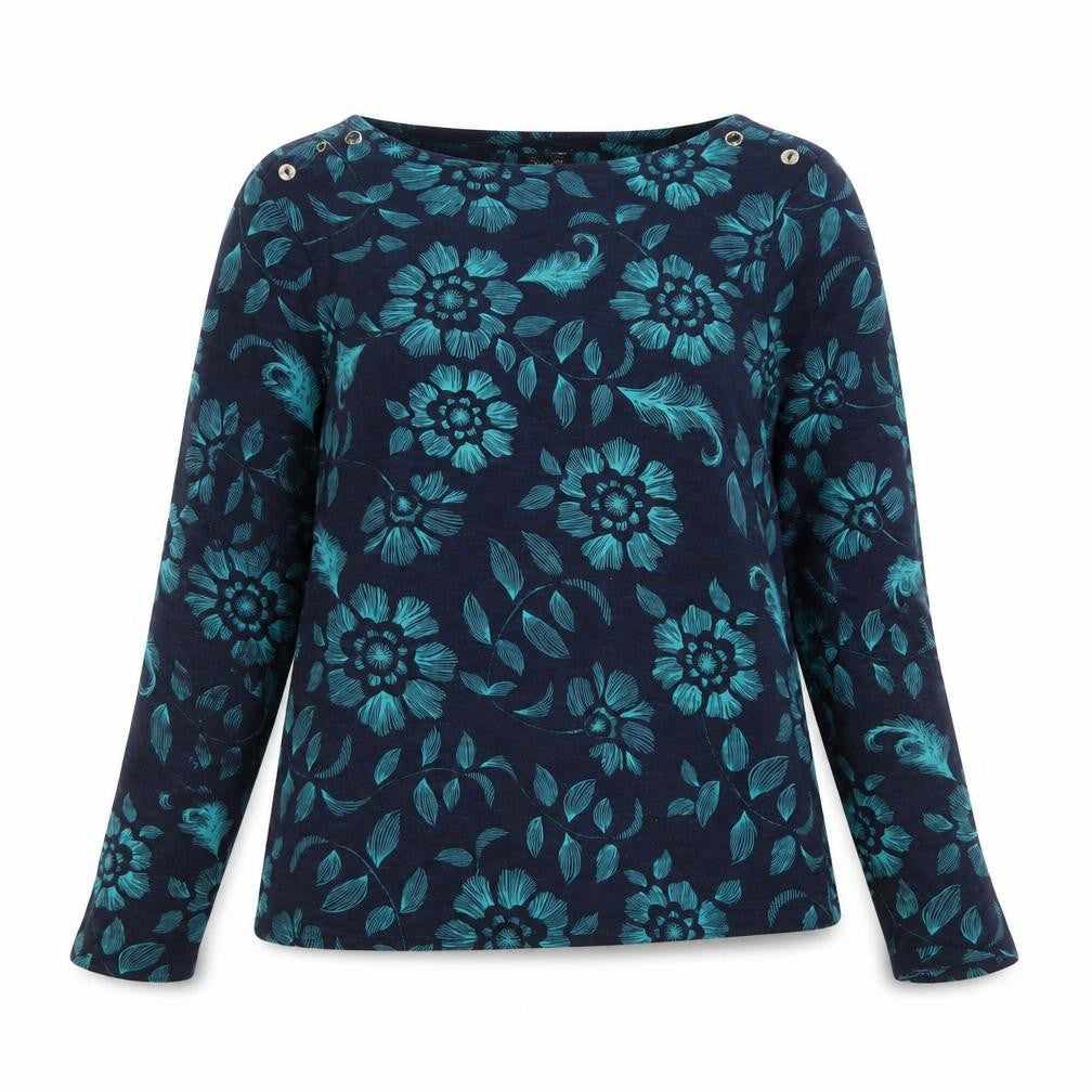 Spirit Women Blue Floral Long Sleeve Polyester Blouse UK 16