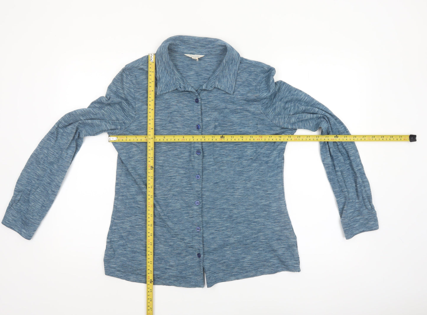 Seasalt Cornwall Womens Blue Organic Cotton Button-Up Shirt UK 14