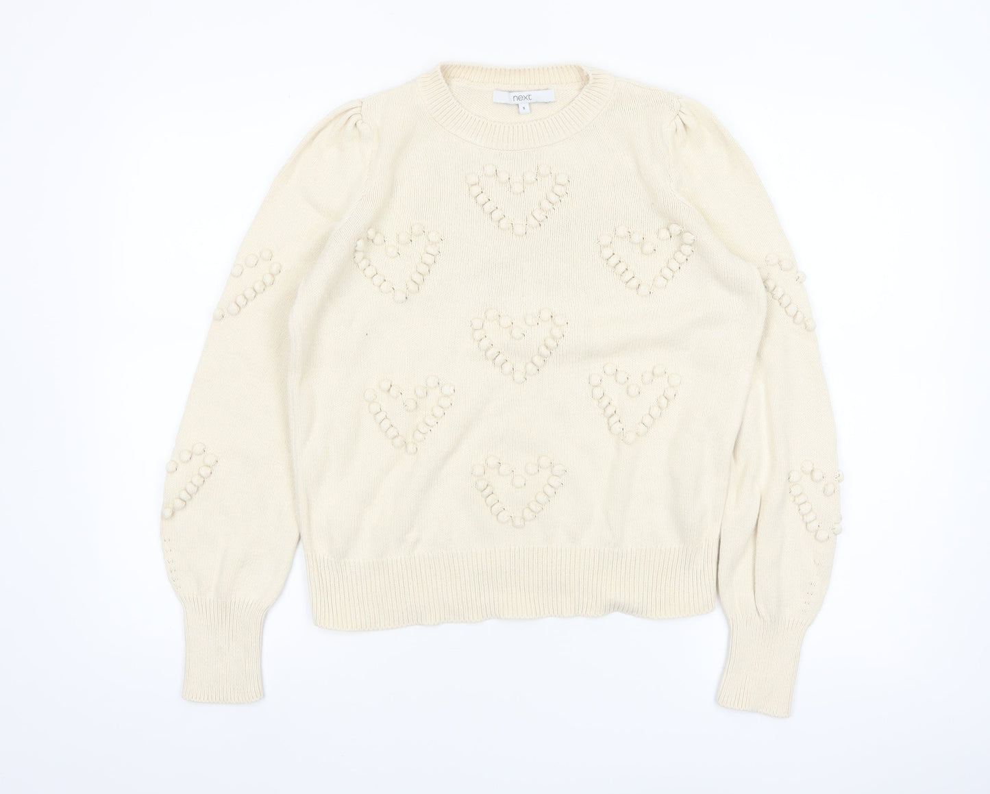 Next Women’s Beige Cotton Heart Knit Jumper Size S