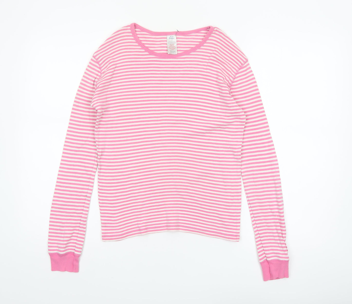 Mini Boden Girls Pink Striped Long Sleeve T-Shirt 14 Years 100% Cotton