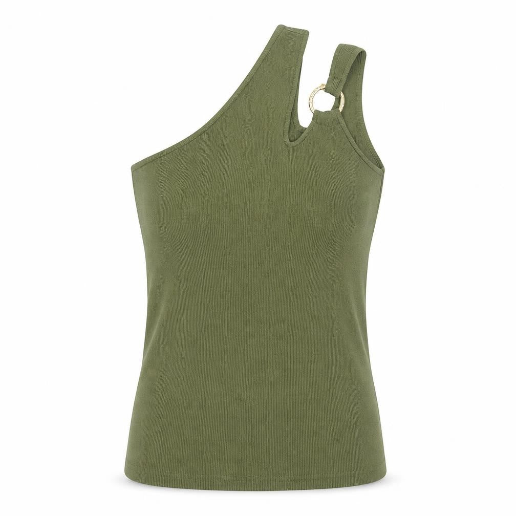 Next Women's Green One Shoulder Tank Top S Slim Fit