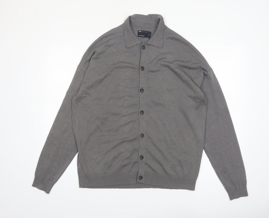 ASOS Design Men's Grey Collared Button Cardigan M