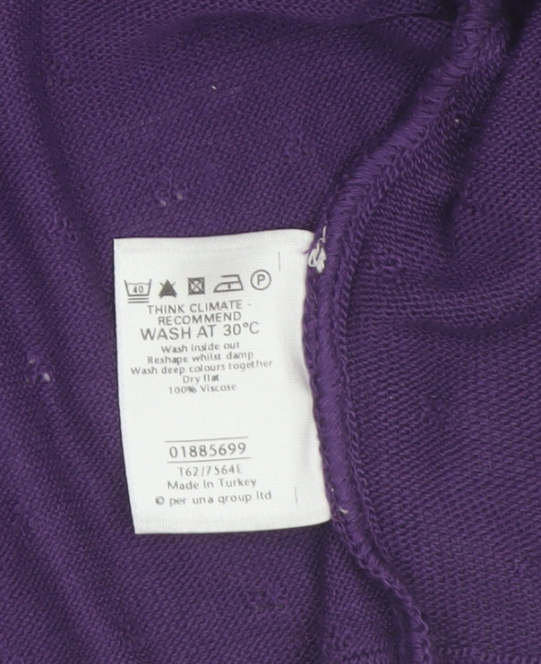 Marks and Spencer Per Una Womens Purple M/L Open Front Shrug Cardigan