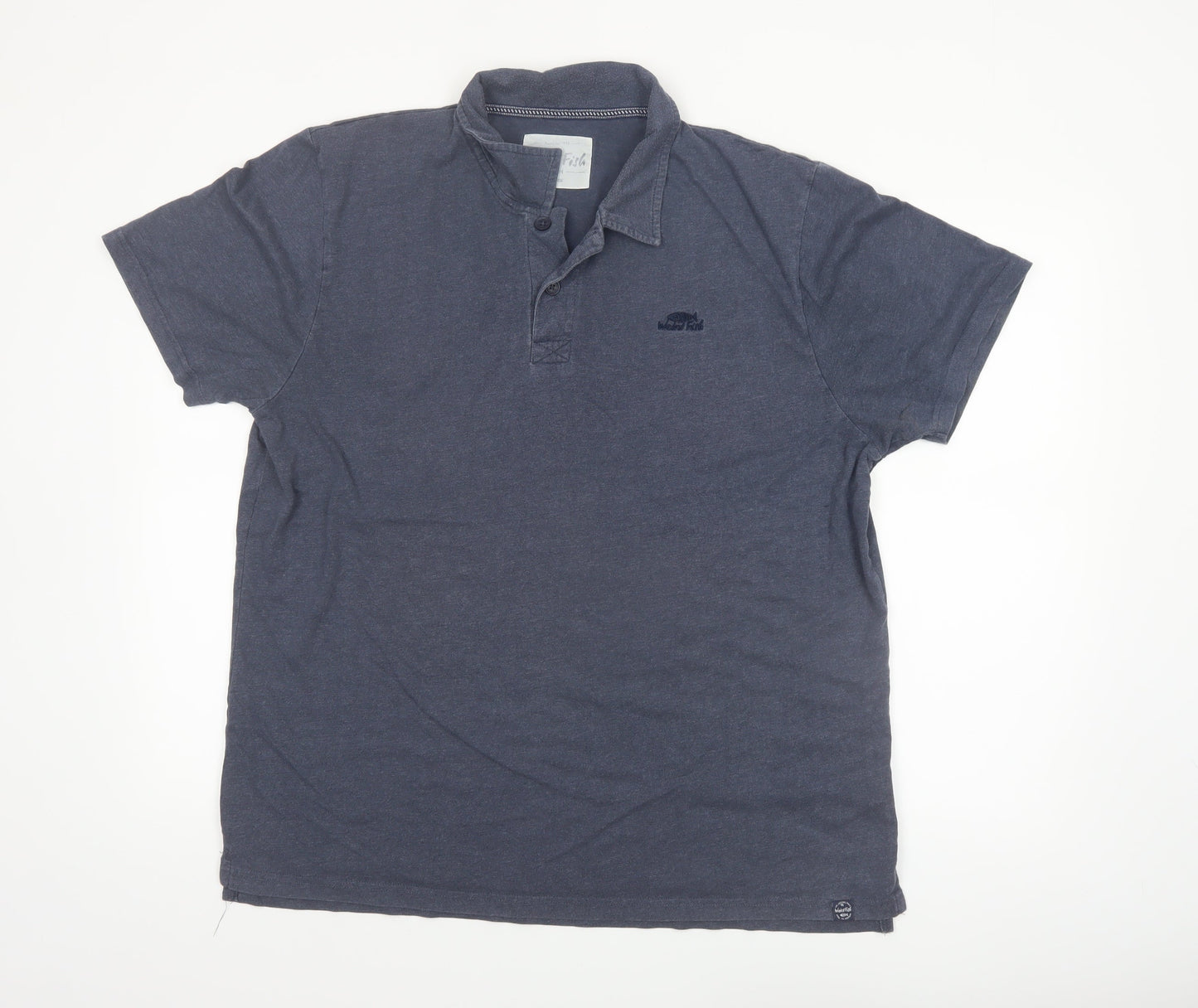 Weird Fish Men's Blue Cotton Blend Polo Shirt XL Regular Fit