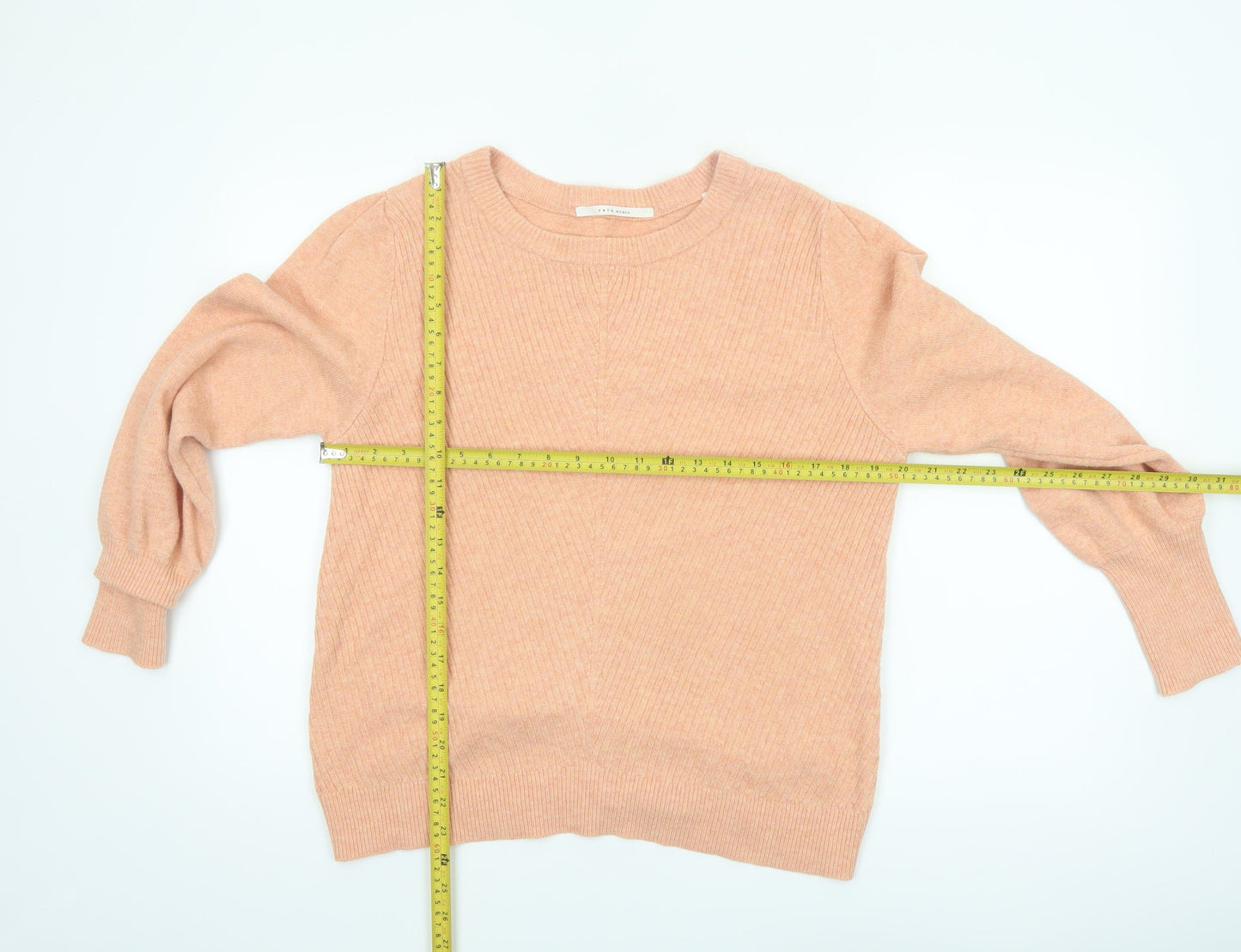 YAYA Women Pink Crew Neck Long Sleeve Pullover Jumper Size M