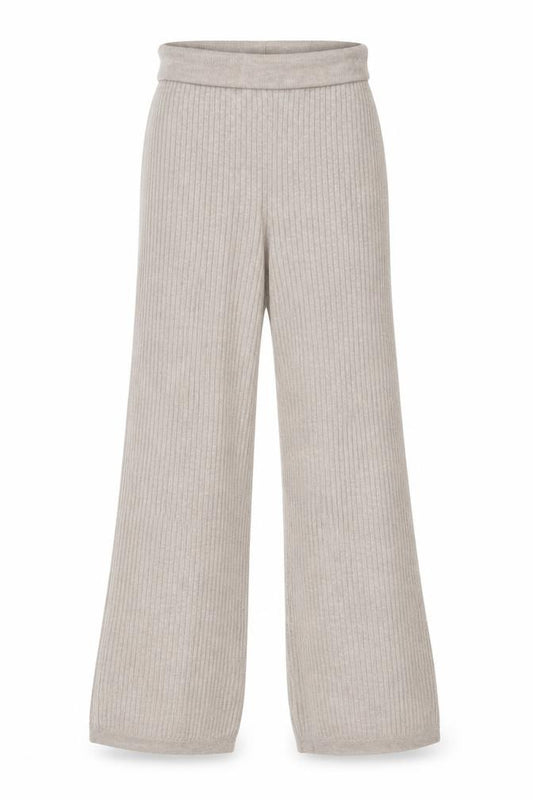 H&M Women Beige Knit Wide-Leg Lounge Trousers Size M