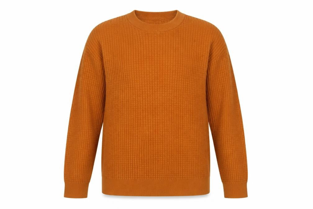 Next Men's Brown Cotton Waffle Knit Crew Neck Jumper L
