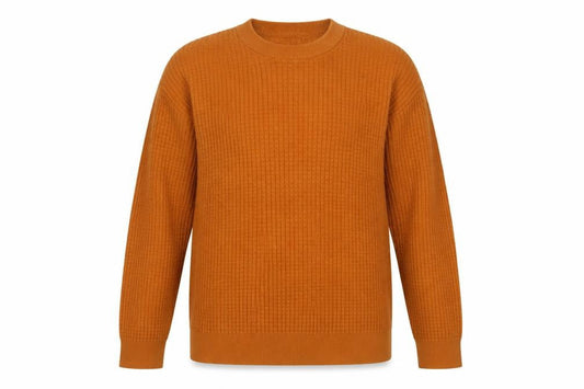 Next Men's Brown Cotton Waffle Knit Crew Neck Jumper L