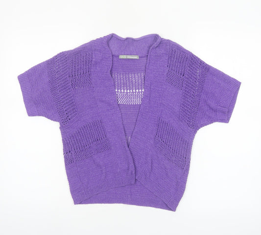 Marks and Spencer Women Purple Open Knit Short Sleeve Cardigan UK 10