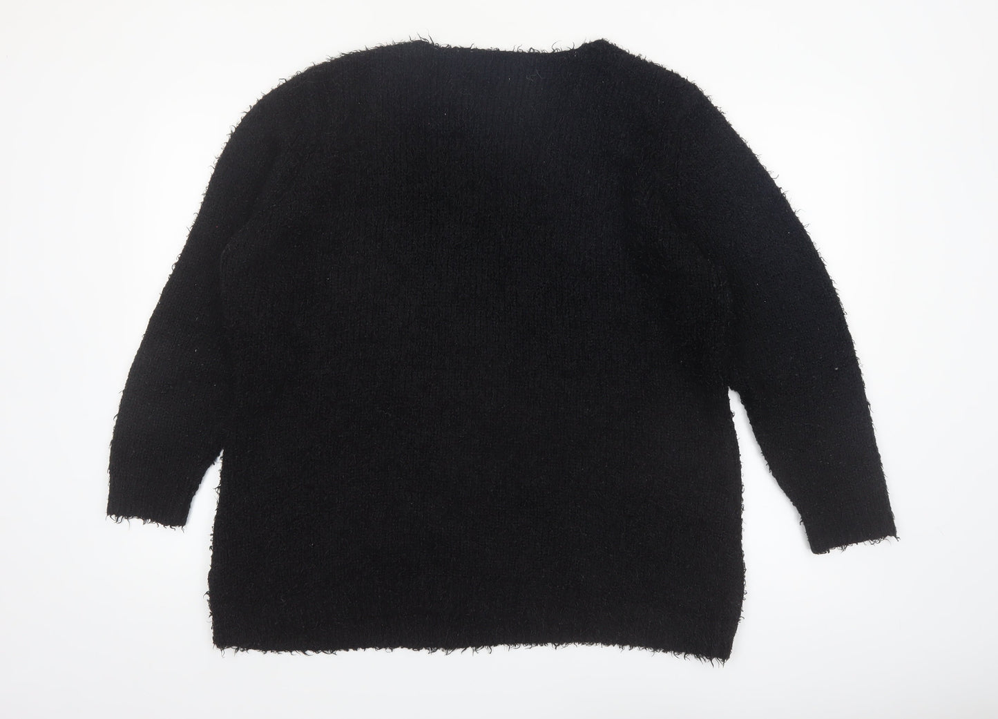 Brave Soul Women's Black V-Neck Long Sleeve Pullover Jumper Size 22