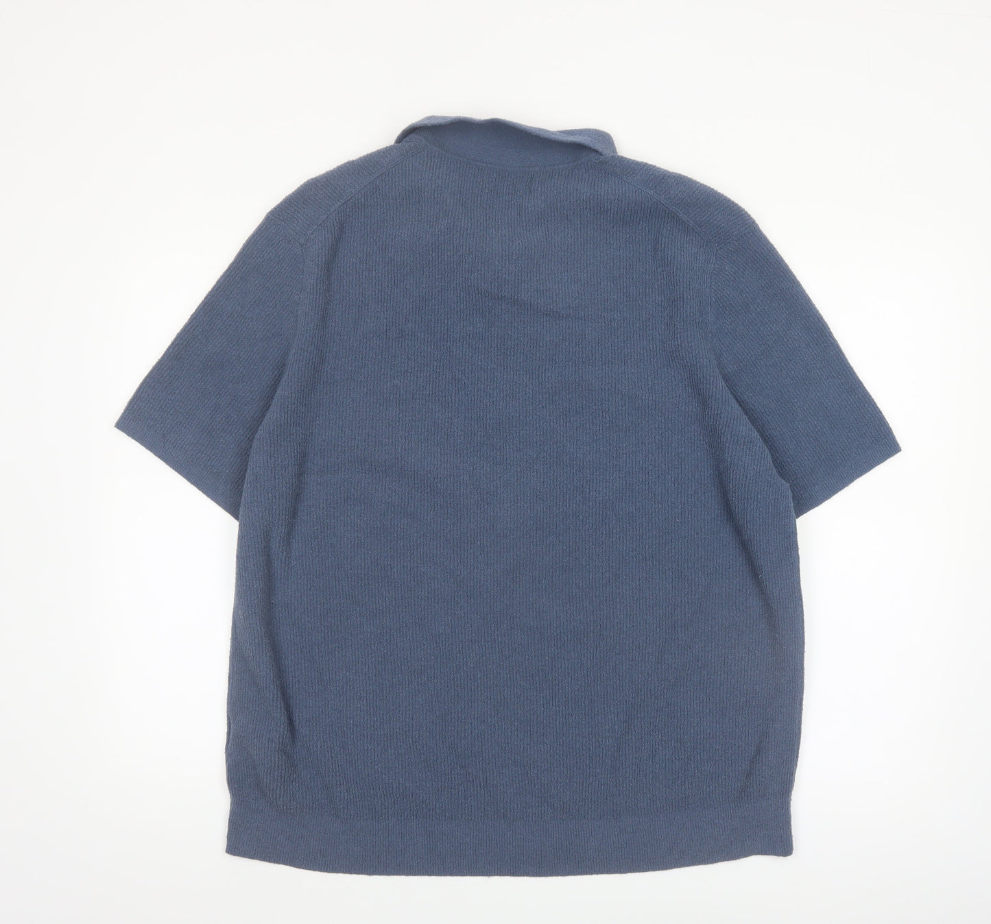 Marks and Spencer Men's Blue Cotton Blend Knit Polo Shirt 2XL