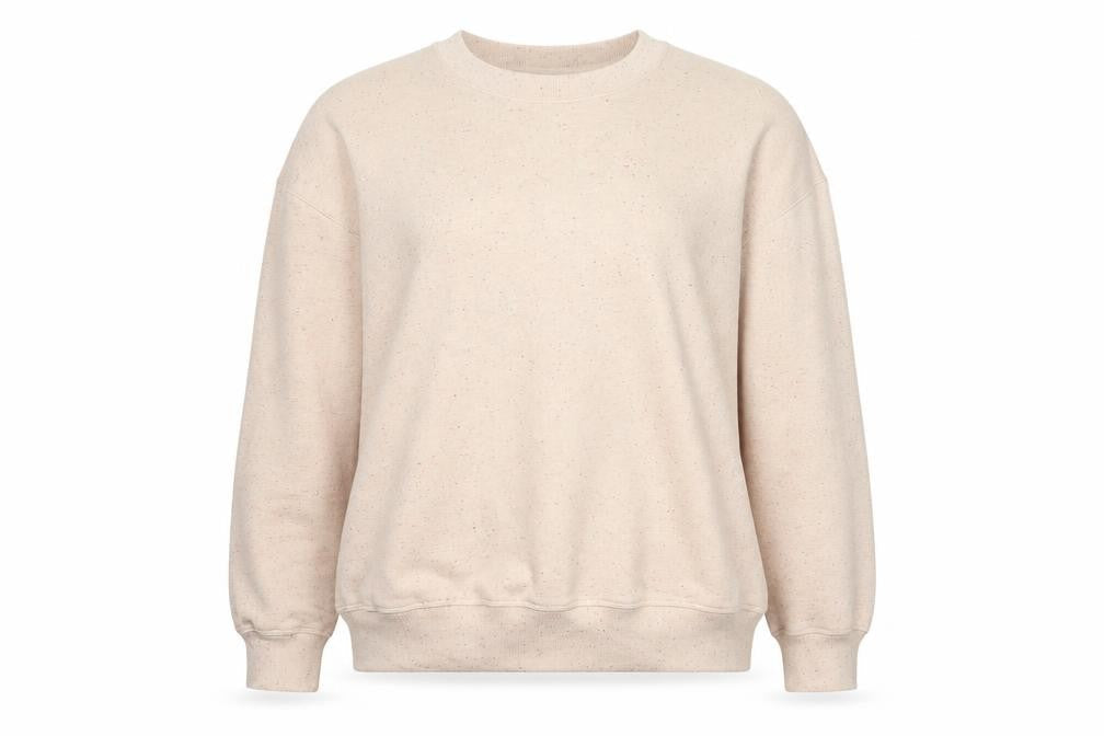 Marks & Spencer Per Una Womens Beige Cotton Blend Crew Neck Sweatshirt Size L
