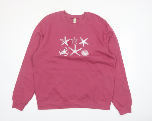 Earth Positive Women's Pink Crew Neck Organic Cotton Sweatshirt XL
