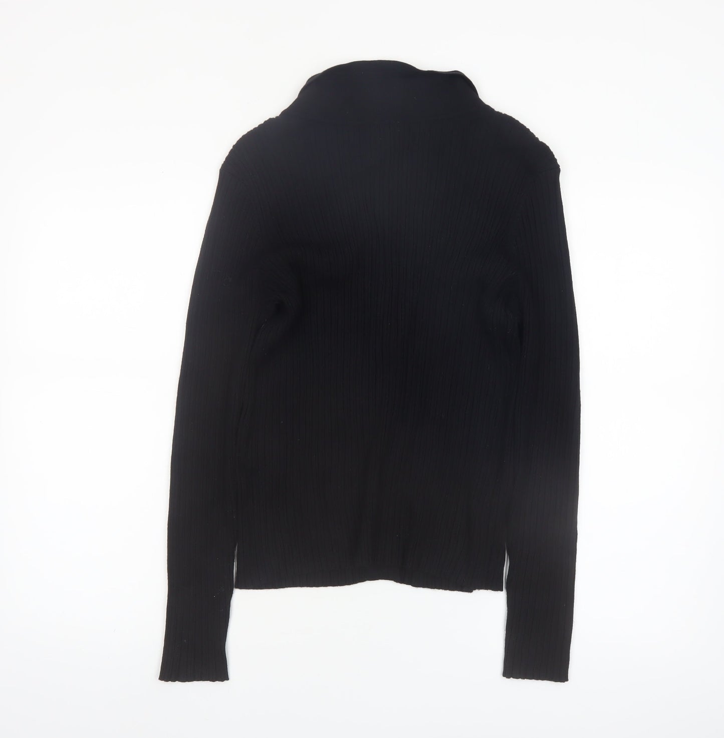 Cyrus Women's Black Collared Button Front Long Sleeve Knit Cardigan M