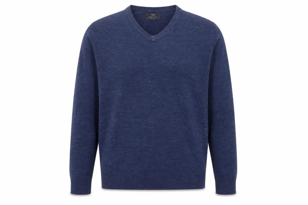 Atlantic Bay Men's Blue V-Neck Acrylic Pullover Jumper XL
