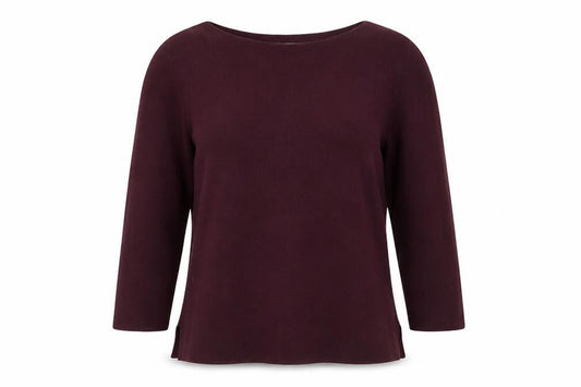 Hobbs Women Purple Wool Blend 3/4 Sleeve Boat Neck Jumper Size S