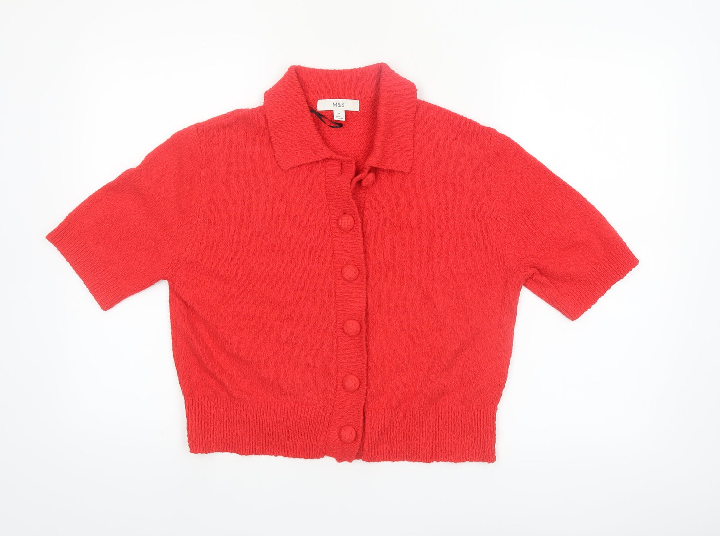 Marks and Spencer Women’s Red Collared Short Sleeve Knit Cardigan M