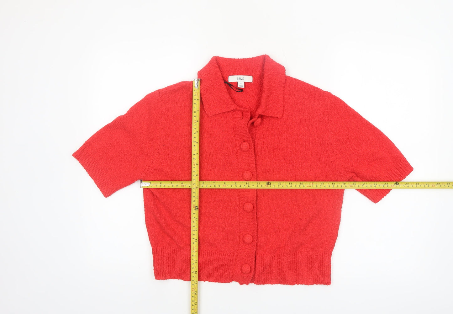 Marks and Spencer Women’s Red Collared Short Sleeve Knit Cardigan M