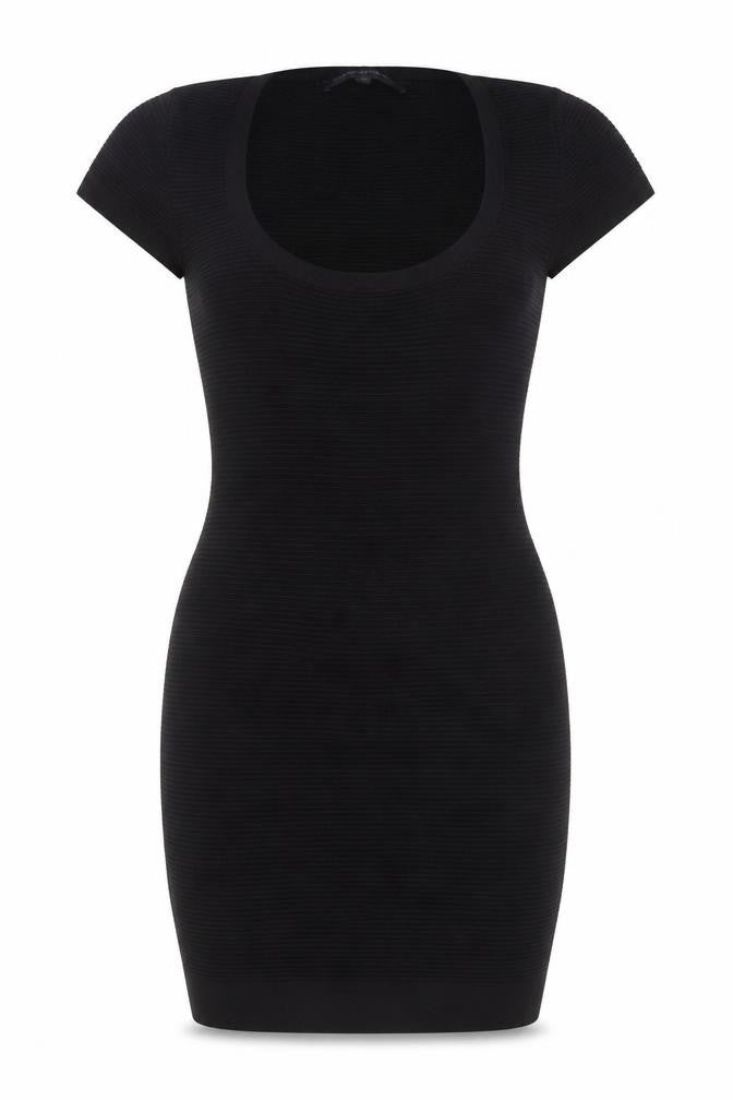 Front view of French Connection Women's Black, size 12, Bodycon Knit Dress