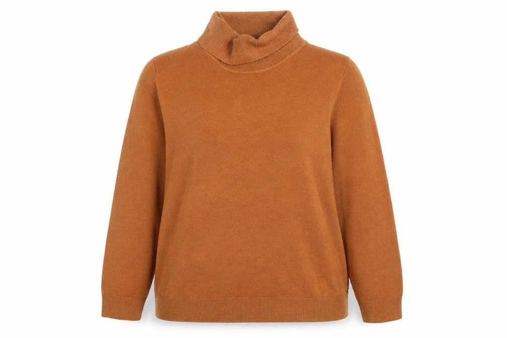 Marks & Spencer Women Brown Roll Neck Acrylic Jumper Size 16