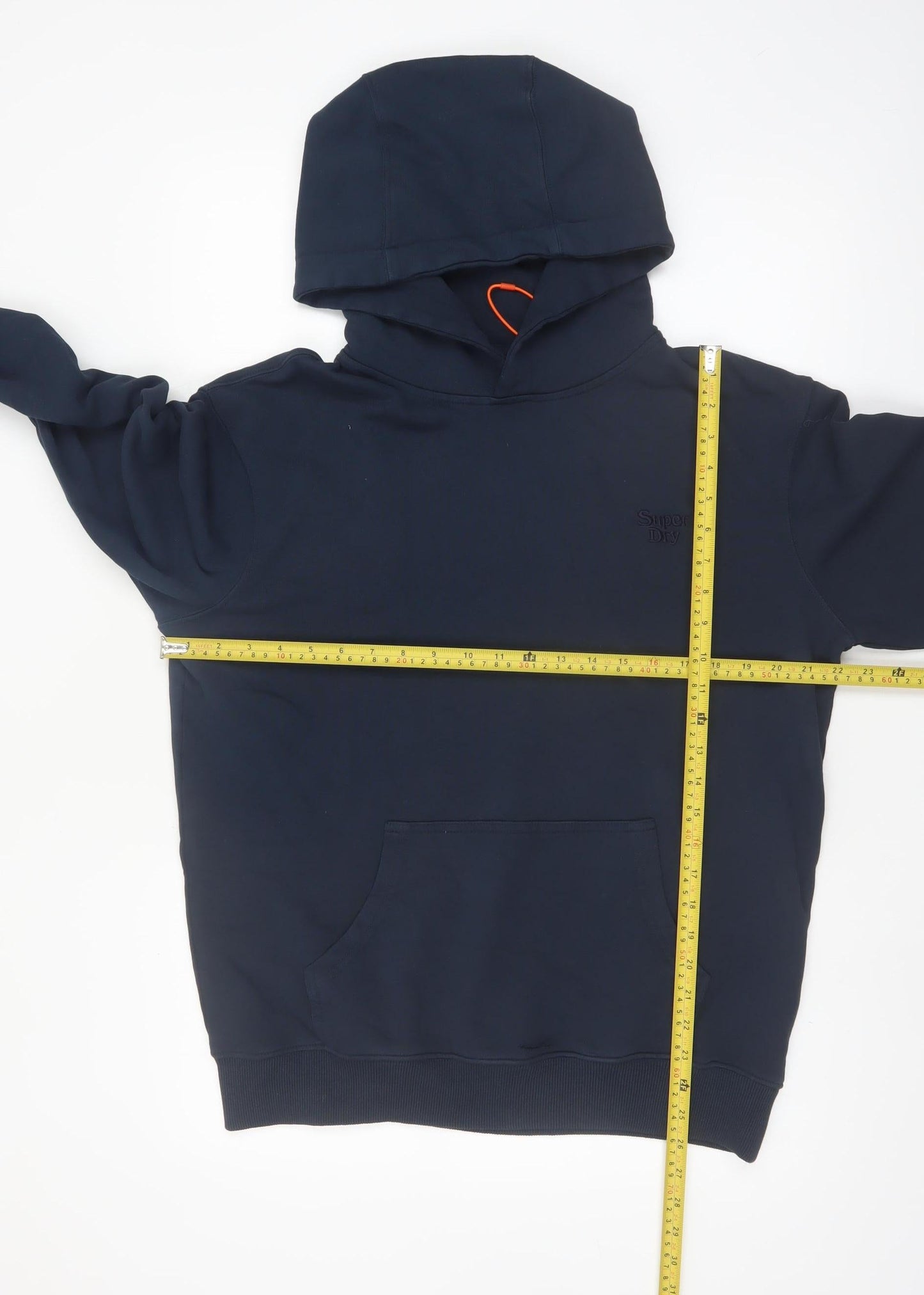 Superdry Men's Blue Pullover Hoodie Size M Cotton Logo Sweatshirt