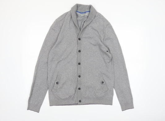 Ted Baker Men's Grey Cotton Blend Shawl Collar Cardigan Size M