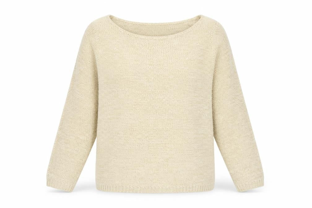 Debbie Morgan Womens Beige Knit Jumper Size M Boat Neck 3/4 Sleeve
