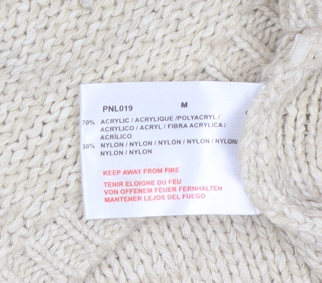 Debbie Morgan Womens Beige Knit Jumper Size M Boat Neck 3/4 Sleeve