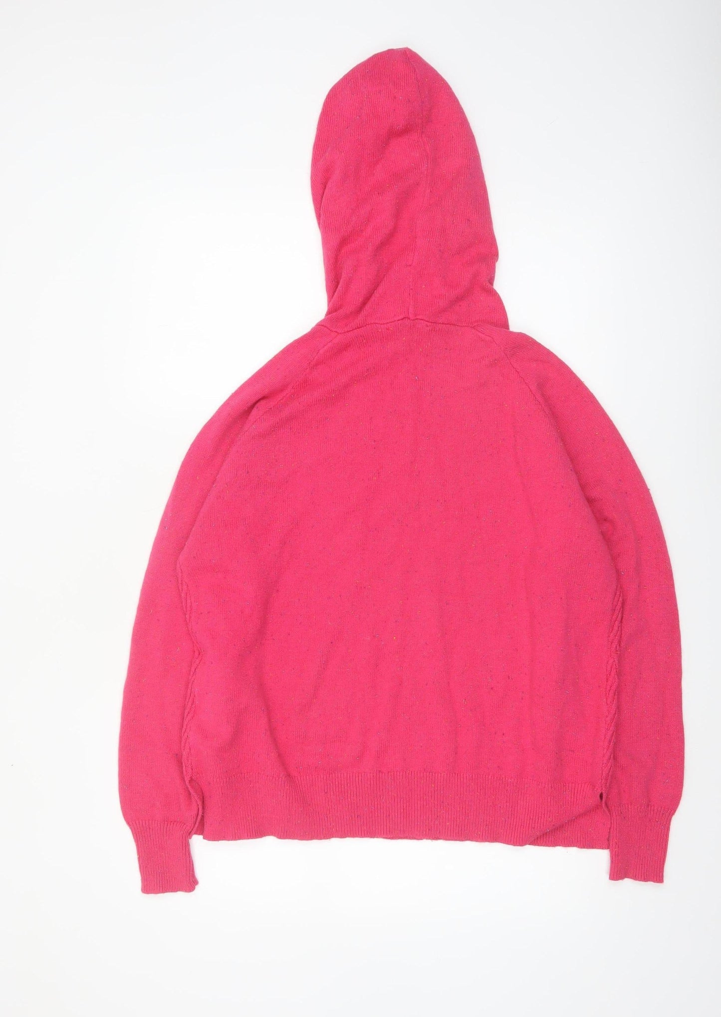 Next Women Pink Hooded Knitted Jumper Size L Viscose Blend