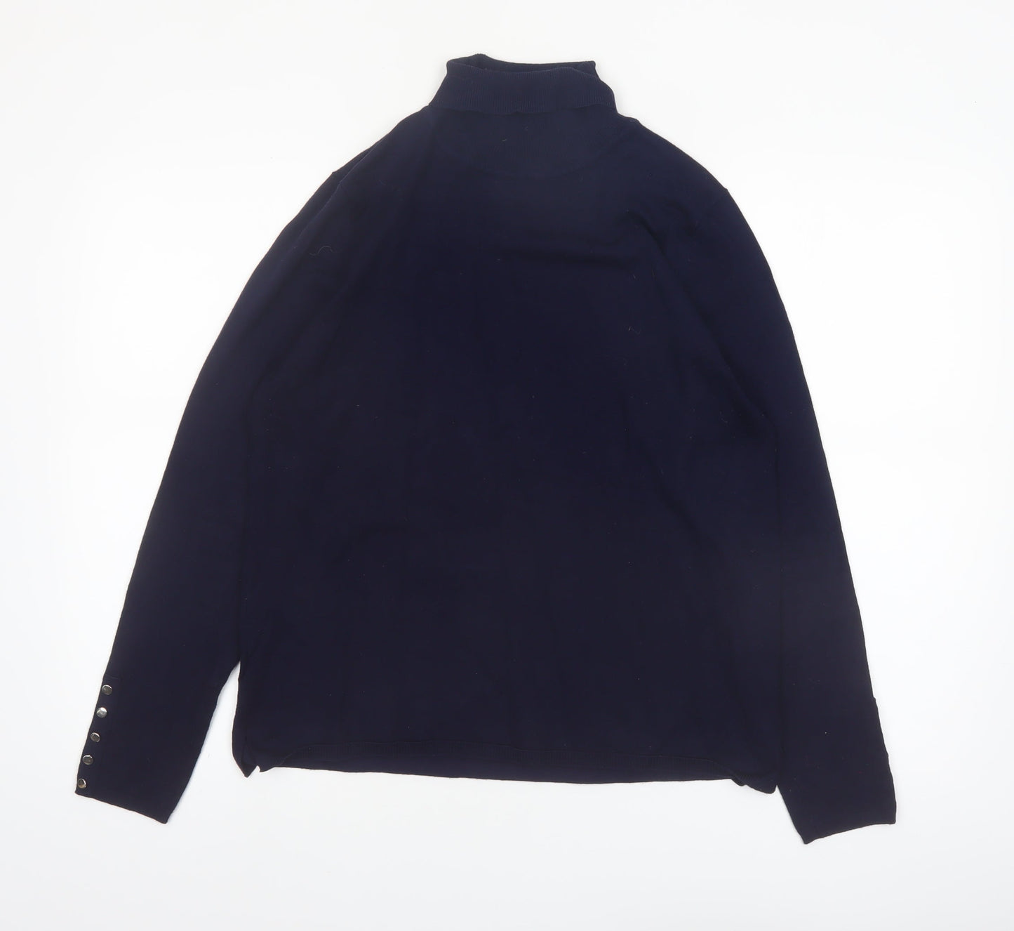 M&Co Women Navy Roll Neck Long Sleeve Jumper Size 16 Viscose Blend
