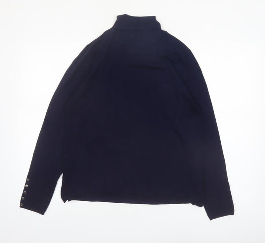 M&Co Women Navy Roll Neck Long Sleeve Jumper Size 16 Viscose Blend