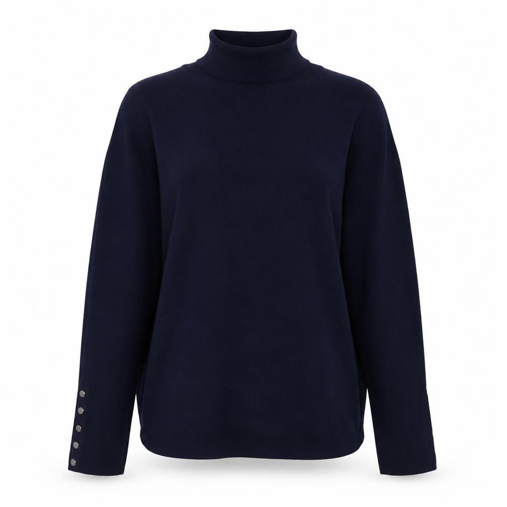 M&Co Women Navy Roll Neck Long Sleeve Jumper Size 16 Viscose Blend