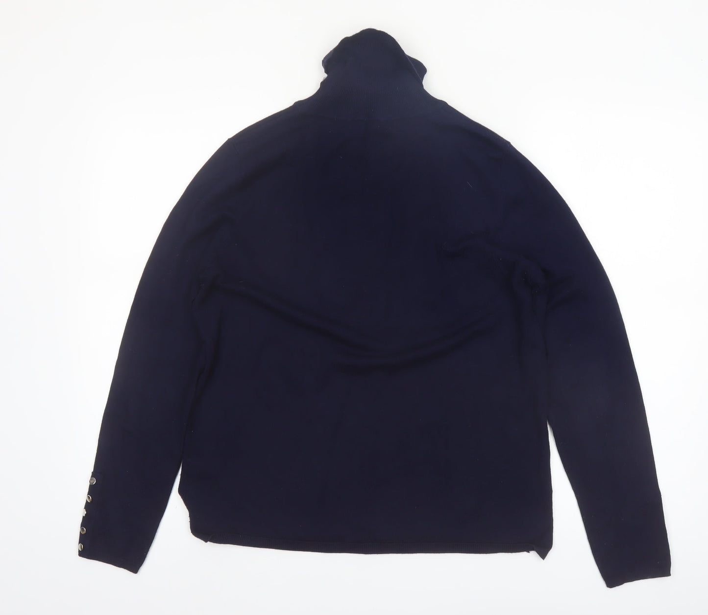 M&Co Women Navy Roll Neck Long Sleeve Jumper Size 16 Viscose Blend
