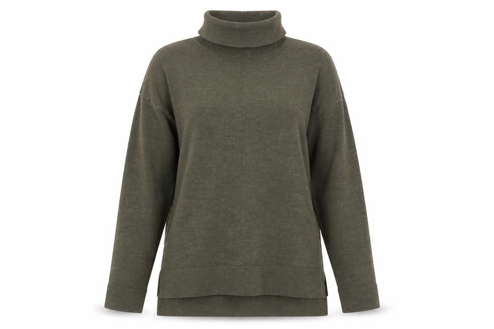 David Jones Women’s Green Roll Neck Knit Jumper Size S Classic Fit