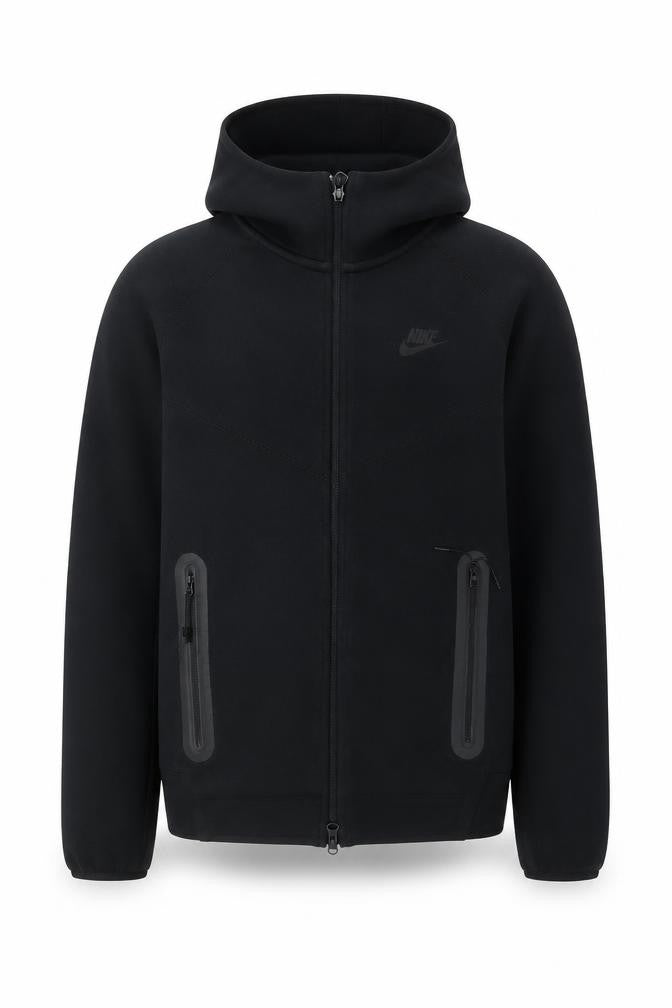 Nike Men's Black XS Full Zip Hoodie with Logo and Pockets
