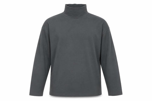 MAAG Men's Grey Roll Neck Long Sleeve Cotton Top Size M
