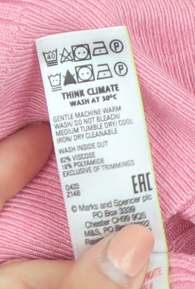 Marks and Spencer Women's Pink Short Sleeve Knit Jumper Size 12