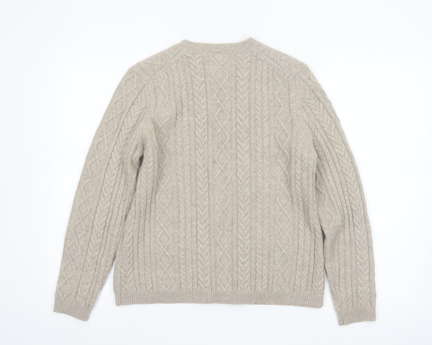 Cotswold Collections Women's Beige Lambswool Cable-Knit Cardigan M