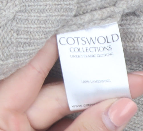 Cotswold Collections Women's Beige Lambswool Cable-Knit Cardigan M
