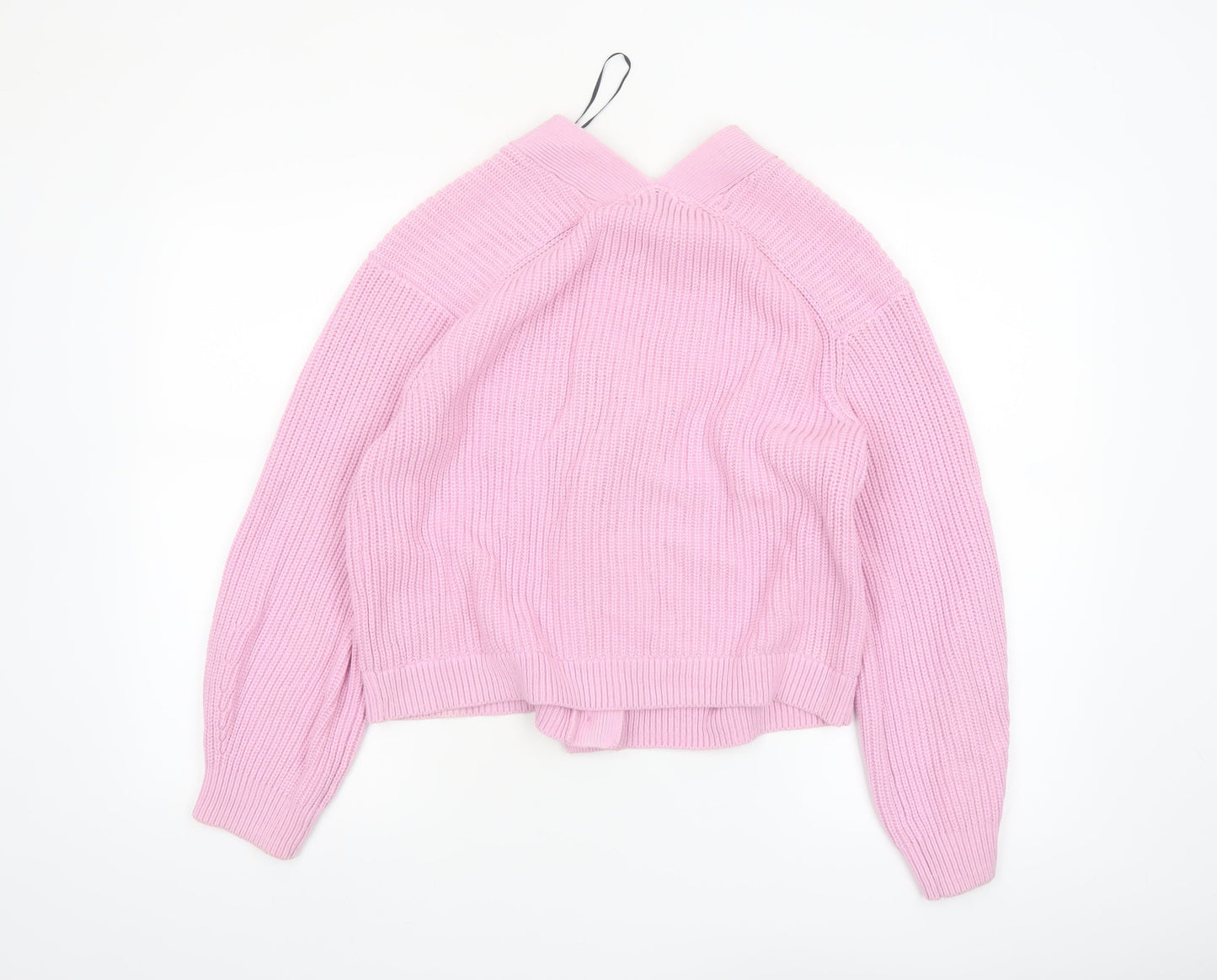 H&M Women’s Pink V-Neck Button Chunky Knit Cardigan Size 10